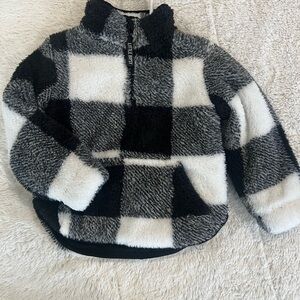 Little Bipsy Black and White Checkered fleece Kids Pullover